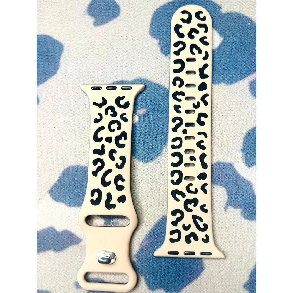 Leopard Apple Watch Band 38 40 Blush Pink Silicone Strap NEW